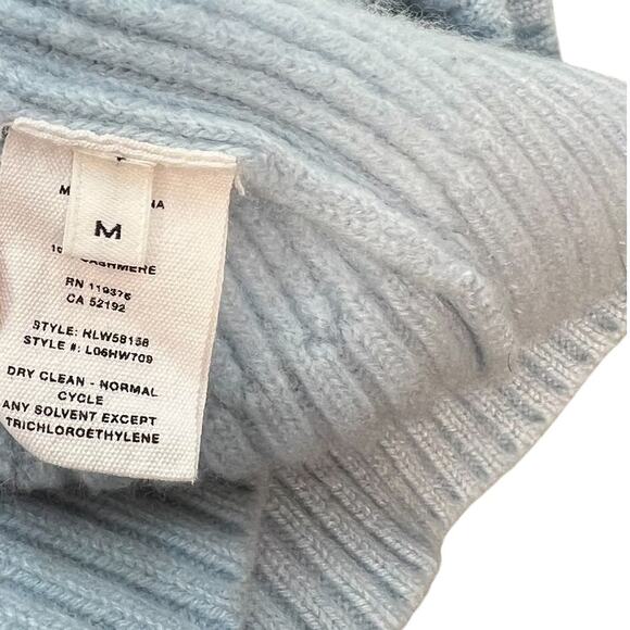 Helmut Lang‎ Sweater Wool Cashmere V-Neck Ribbed Baby Blue Size Medium - Picture 9 of 11